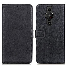 Custodia Portafoglio In Pelle Cover con Supporto D09Y per Sony Xperia PRO-I Nero