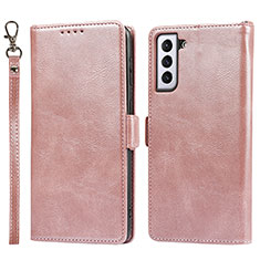 Custodia Portafoglio In Pelle Cover con Supporto D10T per Samsung Galaxy S21 FE 5G Oro Rosa