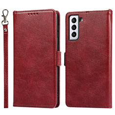 Custodia Portafoglio In Pelle Cover con Supporto D10T per Samsung Galaxy S21 FE 5G Rosso