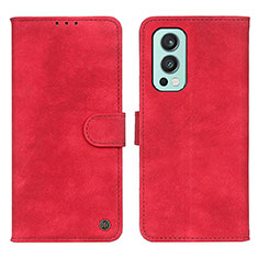 Custodia Portafoglio In Pelle Cover con Supporto D10Y per OnePlus Nord 2 5G Rosso