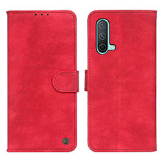 Custodia Portafoglio In Pelle Cover con Supporto D10Y per OnePlus Nord CE 5G Rosso