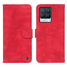 Custodia Portafoglio In Pelle Cover con Supporto D10Y per Realme 8 4G Rosso