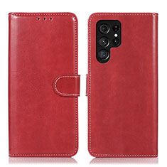 Custodia Portafoglio In Pelle Cover con Supporto D10Y per Samsung Galaxy S21 Ultra 5G Rosso