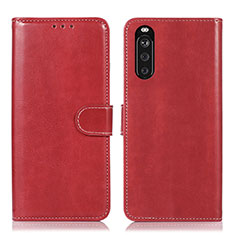 Custodia Portafoglio In Pelle Cover con Supporto D10Y per Sony Xperia 10 III SO-52B Rosso