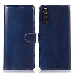 Custodia Portafoglio In Pelle Cover con Supporto D10Y per Sony Xperia 10 III SOG04 Blu