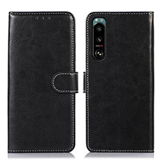 Custodia Portafoglio In Pelle Cover con Supporto D10Y per Sony Xperia 5 III Nero