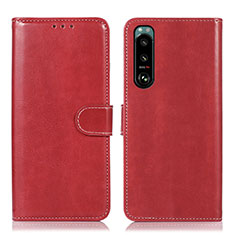 Custodia Portafoglio In Pelle Cover con Supporto D10Y per Sony Xperia 5 III Rosso