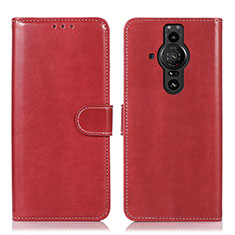 Custodia Portafoglio In Pelle Cover con Supporto D10Y per Sony Xperia PRO-I Rosso