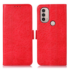 Custodia Portafoglio In Pelle Cover con Supporto D11Y per Motorola Moto E20 Rosso