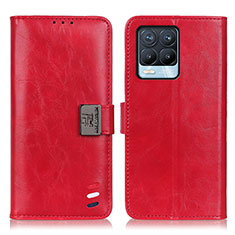 Custodia Portafoglio In Pelle Cover con Supporto D11Y per Realme 8 4G Rosso