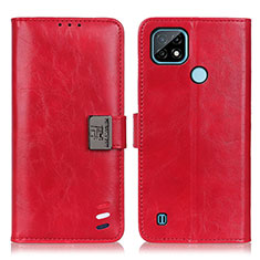 Custodia Portafoglio In Pelle Cover con Supporto D11Y per Realme C21 Rosso