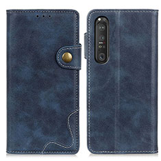 Custodia Portafoglio In Pelle Cover con Supporto D11Y per Sony Xperia 1 III Blu