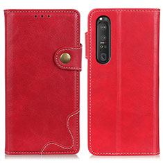 Custodia Portafoglio In Pelle Cover con Supporto D11Y per Sony Xperia 1 III Rosso