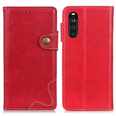 Custodia Portafoglio In Pelle Cover con Supporto D11Y per Sony Xperia 10 III SOG04 Rosso