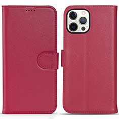 Custodia Portafoglio In Pelle Cover con Supporto DL1 per Apple iPhone 14 Pro Max Rosa Caldo