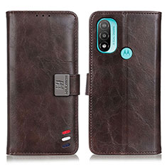 Custodia Portafoglio In Pelle Cover con Supporto DY01 per Motorola Moto E20 Marrone