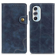 Custodia Portafoglio In Pelle Cover con Supporto DY01 per Motorola Moto Edge Plus (2022) 5G Blu