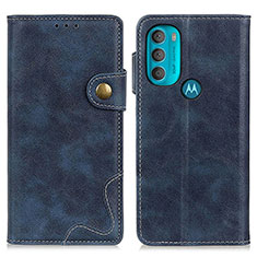 Custodia Portafoglio In Pelle Cover con Supporto DY01 per Motorola Moto G71 5G Blu