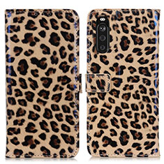 Custodia Portafoglio In Pelle Cover con Supporto DY01 per Sony Xperia 10 III SO-52B Marrone