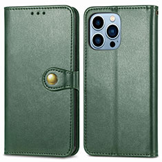 Custodia Portafoglio In Pelle Cover con Supporto F01 per Apple iPhone 13 Pro Verde