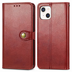 Custodia Portafoglio In Pelle Cover con Supporto F01 per Apple iPhone 13 Rosso