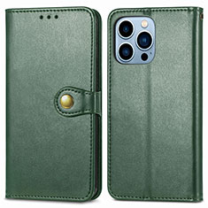 Custodia Portafoglio In Pelle Cover con Supporto F01 per Apple iPhone 14 Pro Verde