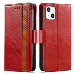 Custodia Portafoglio In Pelle Cover con Supporto F03 per Apple iPhone 13 Rosso