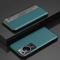 Custodia Portafoglio In Pelle Cover con Supporto GS1 per Huawei P60 Verde