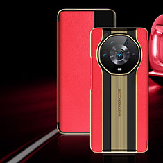 Custodia Portafoglio In Pelle Cover con Supporto GS2 per Huawei Honor Magic4 Ultimate 5G Rosso