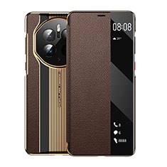 Custodia Portafoglio In Pelle Cover con Supporto GS2 per Huawei Mate 50 Pro Marrone