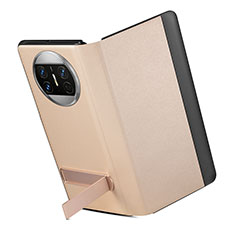 Custodia Portafoglio In Pelle Cover con Supporto GS3 per Huawei Mate X3 Oro