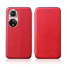 Custodia Portafoglio In Pelle Cover con Supporto H01D per Huawei Honor 50 5G Rosso