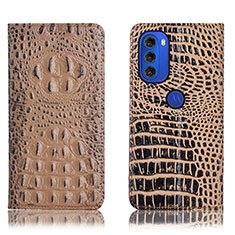 Custodia Portafoglio In Pelle Cover con Supporto H01P per Motorola Moto G51 5G Khaki