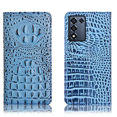 Custodia Portafoglio In Pelle Cover con Supporto H01P per Oppo K9S 5G Cielo Blu