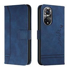 Custodia Portafoglio In Pelle Cover con Supporto H01X per Huawei Honor 50 Pro 5G Blu