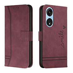 Custodia Portafoglio In Pelle Cover con Supporto H01X per Huawei Honor X5 Plus Rosso