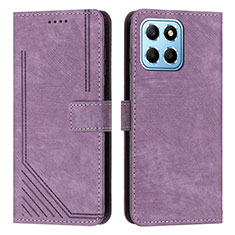 Custodia Portafoglio In Pelle Cover con Supporto H01X per Huawei Honor X6 5G Viola