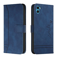 Custodia Portafoglio In Pelle Cover con Supporto H01X per Motorola Moto E22S Blu