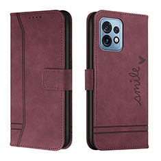 Custodia Portafoglio In Pelle Cover con Supporto H01X per Motorola Moto Edge Plus (2023) 5G Rosso