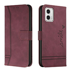 Custodia Portafoglio In Pelle Cover con Supporto H01X per Motorola Moto G73 5G Rosso