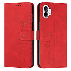 Custodia Portafoglio In Pelle Cover con Supporto H01X per Nothing Phone 1 Rosso