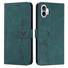 Custodia Portafoglio In Pelle Cover con Supporto H01X per Nothing Phone 1 Verde