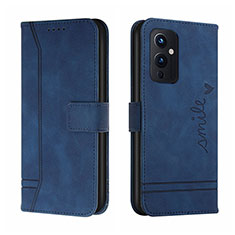 Custodia Portafoglio In Pelle Cover con Supporto H01X per OnePlus 9 5G Blu