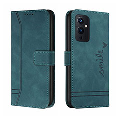 Custodia Portafoglio In Pelle Cover con Supporto H01X per OnePlus 9 5G Verde