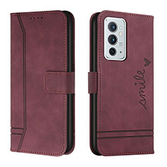 Custodia Portafoglio In Pelle Cover con Supporto H01X per OnePlus 9RT 5G Rosso