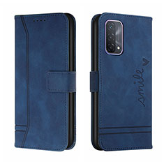 Custodia Portafoglio In Pelle Cover con Supporto H01X per Oppo A74 4G Blu