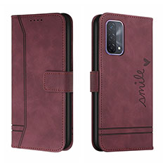 Custodia Portafoglio In Pelle Cover con Supporto H01X per Oppo A95 4G Rosso