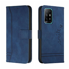 Custodia Portafoglio In Pelle Cover con Supporto H01X per Oppo A95 5G Blu