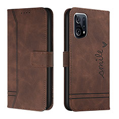 Custodia Portafoglio In Pelle Cover con Supporto H01X per Oppo Find X5 Pro 5G Marrone