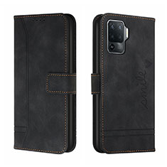 Custodia Portafoglio In Pelle Cover con Supporto H01X per Oppo Reno5 Lite Nero